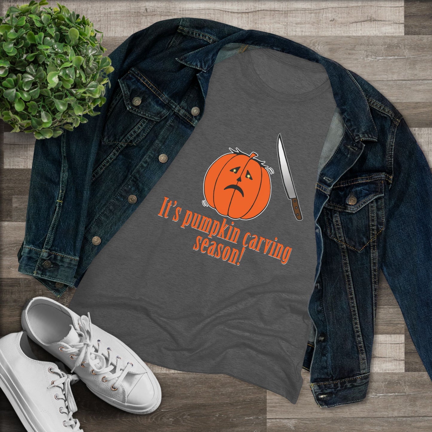 Women's Tight-Fit Tee - Pumpkin Carving Season