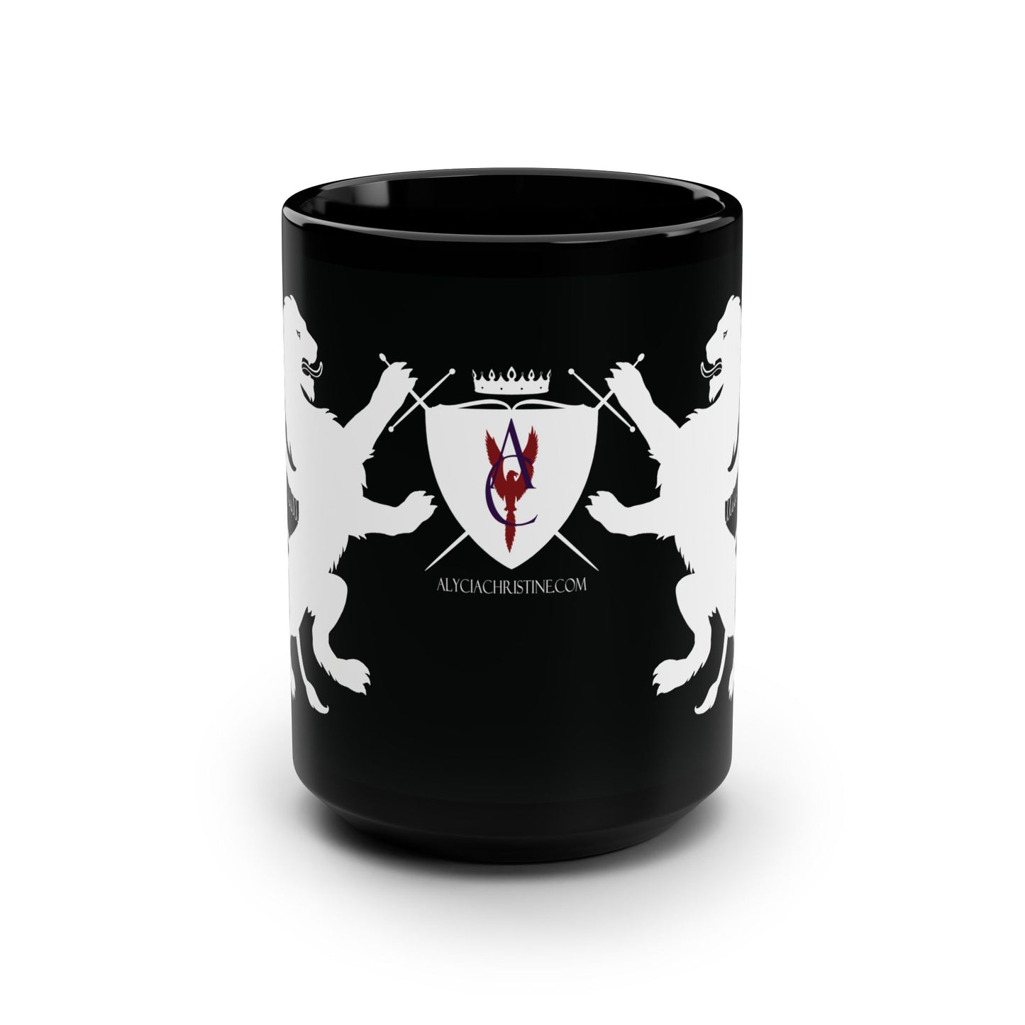 "Alycia Christine Coat-of-Arms with Hayoth Lions" 15 oz. Mug