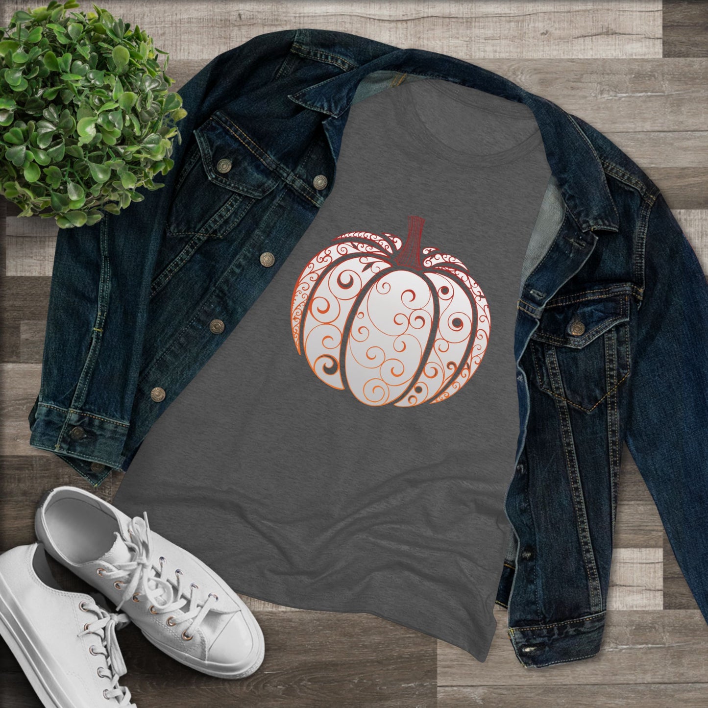 Women's Tight-Fit Tee - Pumpkin Curls