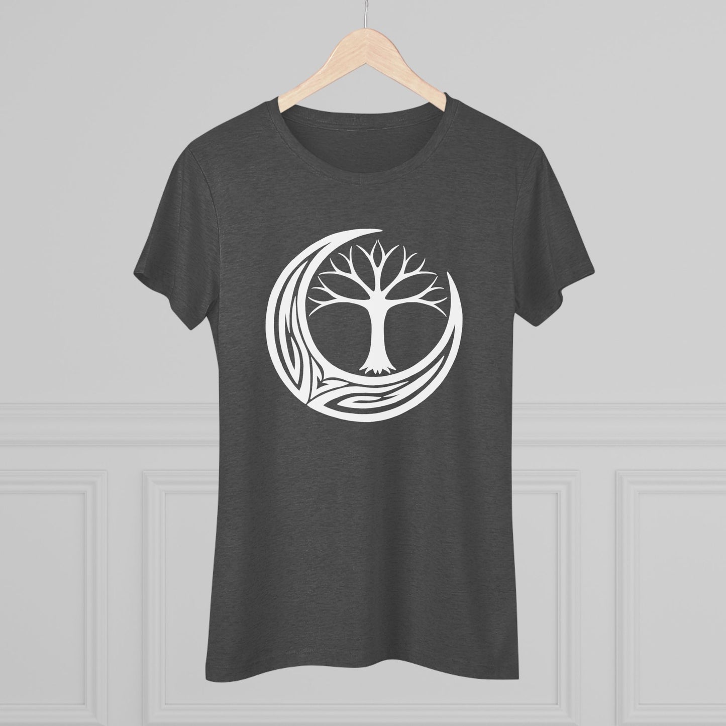 Women's Tight-Fit Tee - Tribal Crescent Moon and Tree of Life