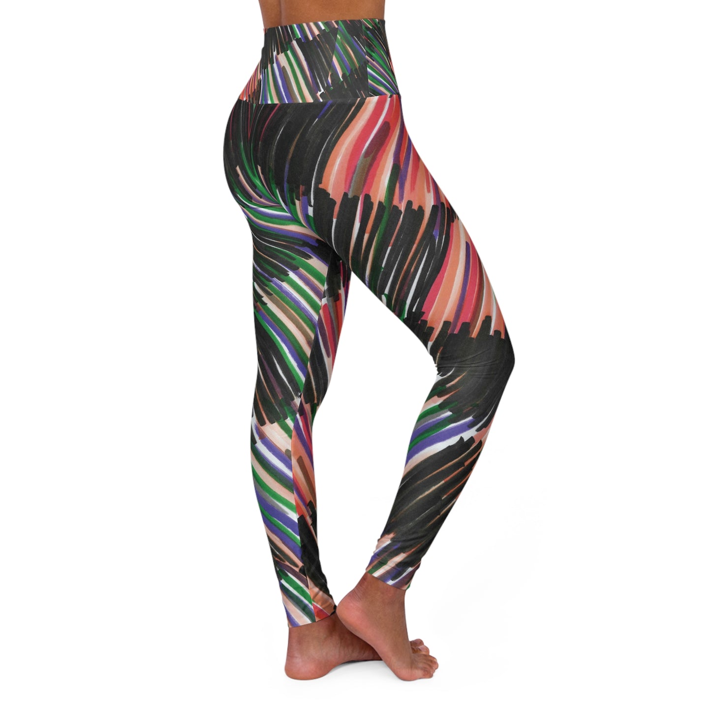 High Waisted Yoga Leggings - Fall Scribble Plaid