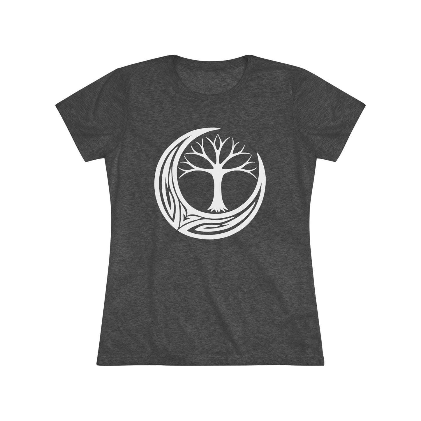 Women's Tight-Fit Tee - Tribal Crescent Moon and Tree of Life