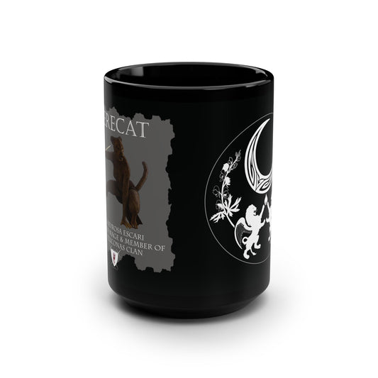 "Crouching Werecat Katja" and "Feliconas Clan Crest" 15 oz. Mug