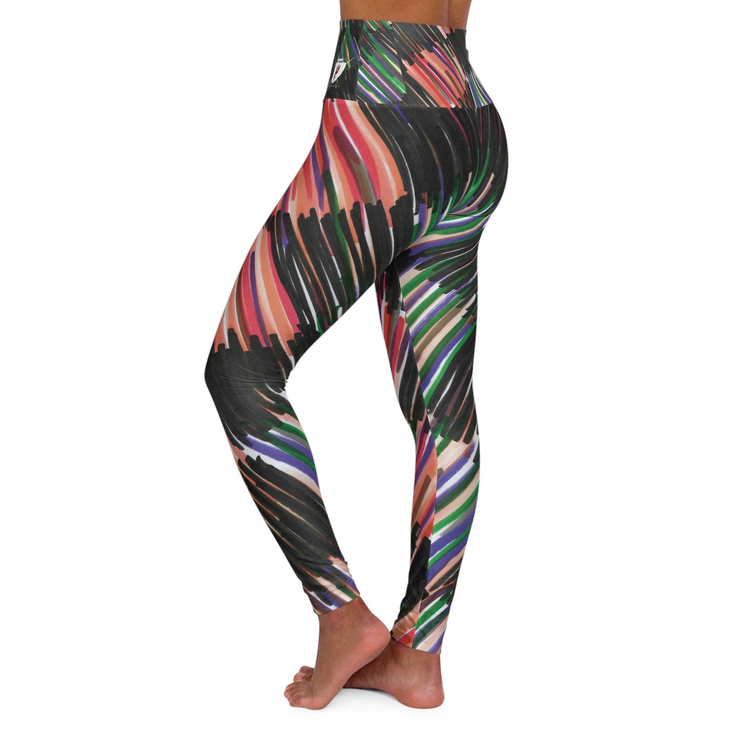 High Waisted Yoga Leggings - Fall Scribble Plaid