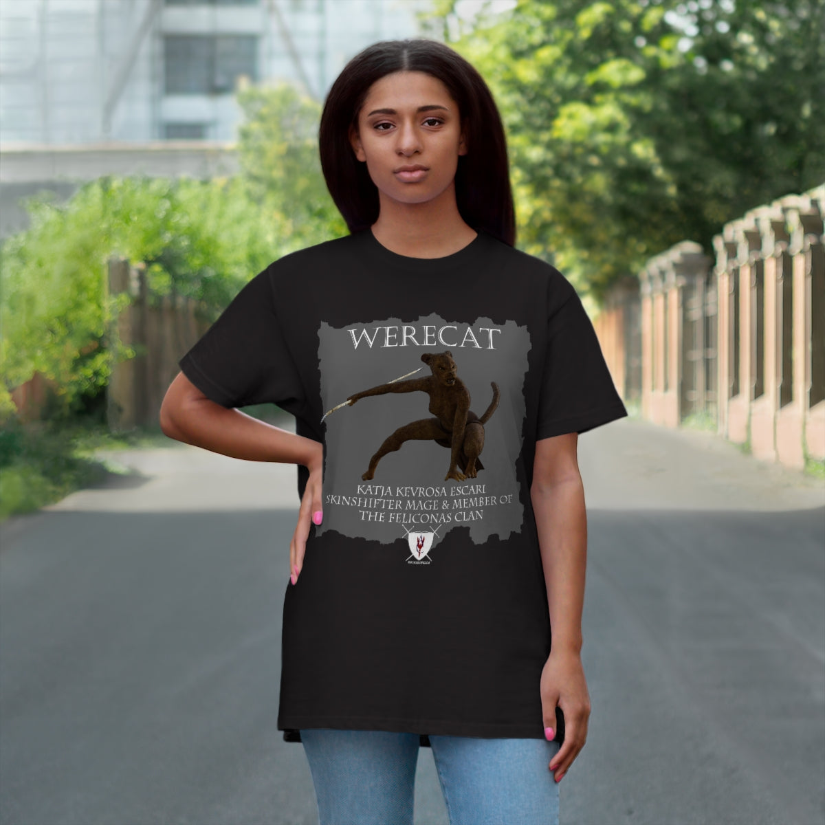 Men's Jersey T-shirt - Werecat Katja & Feliconas Clan Crest