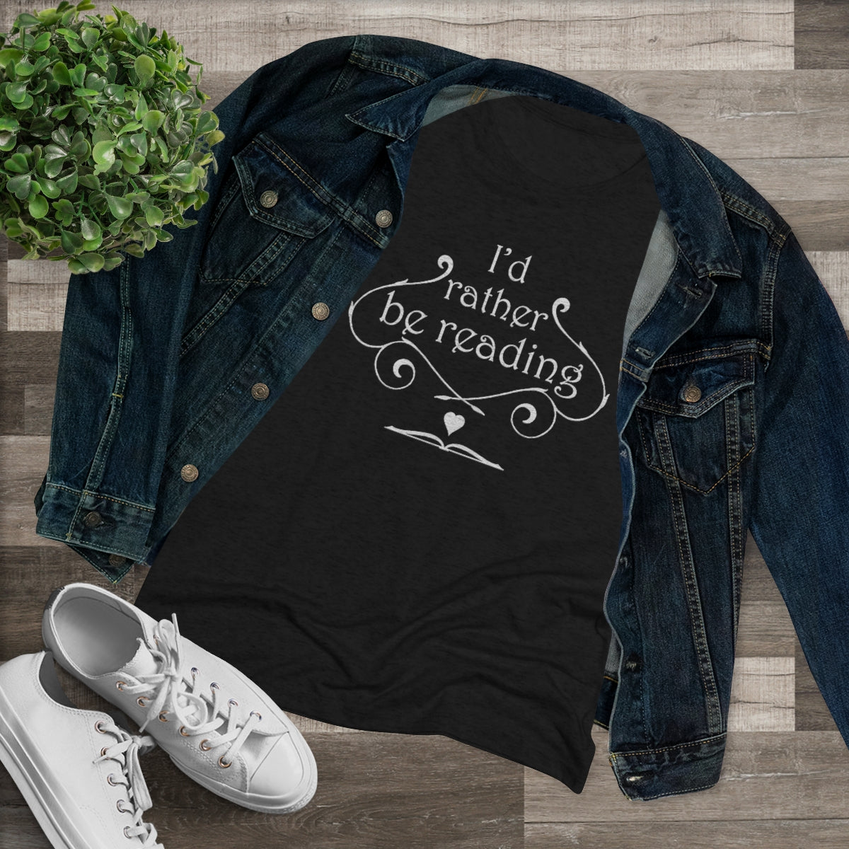 Women's Triblend Tee - I'd Rather Be Reading - Sylvan Swirls
