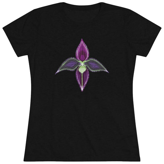 Women's Triblend Tee - Lady Slipper Orchid Graffiti