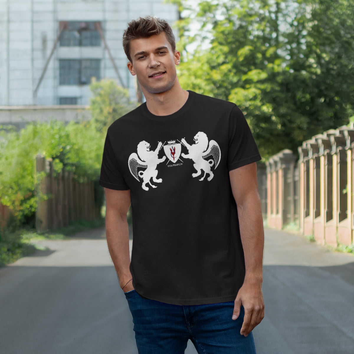 Men's Jersey T-shirt - Hayoth Lions and Alycia Christine Coat-of-Arms