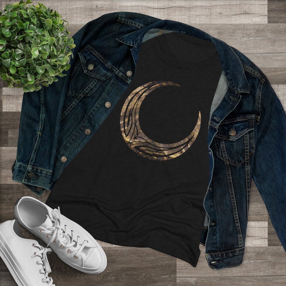 Women's Triblend Tee - Tribal Crescent Moon