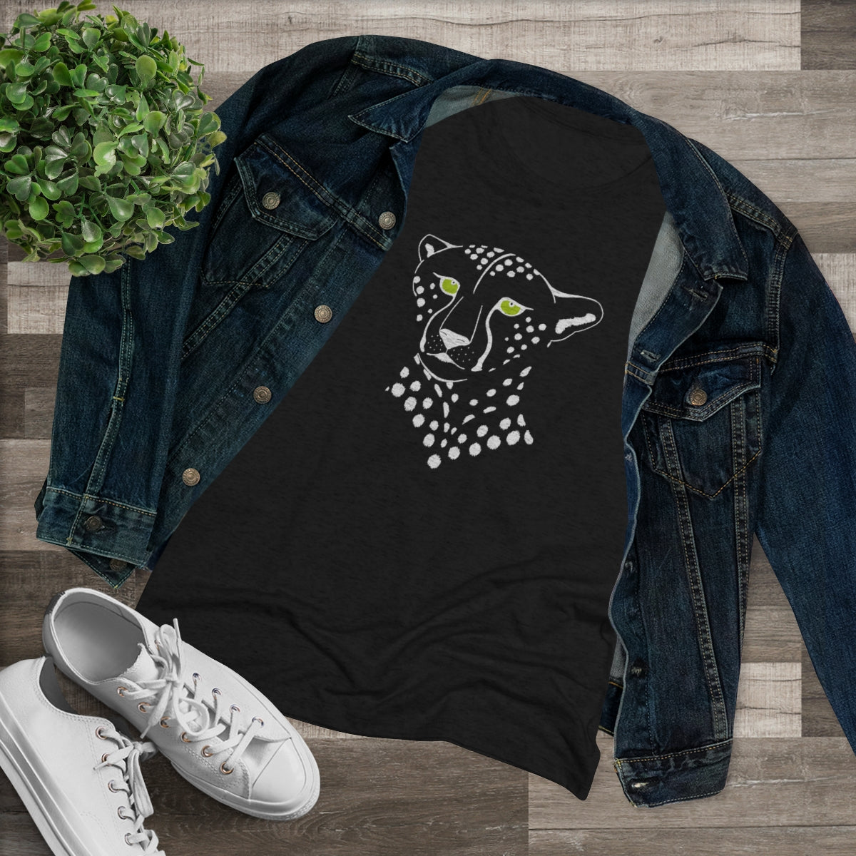 Women's Triblend Tee - Cheetah Inverted