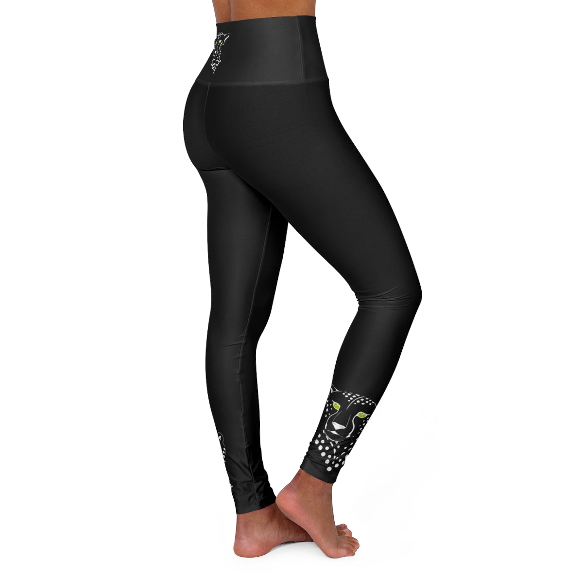 High Waisted Yoga Leggings - Cheetah Inverted