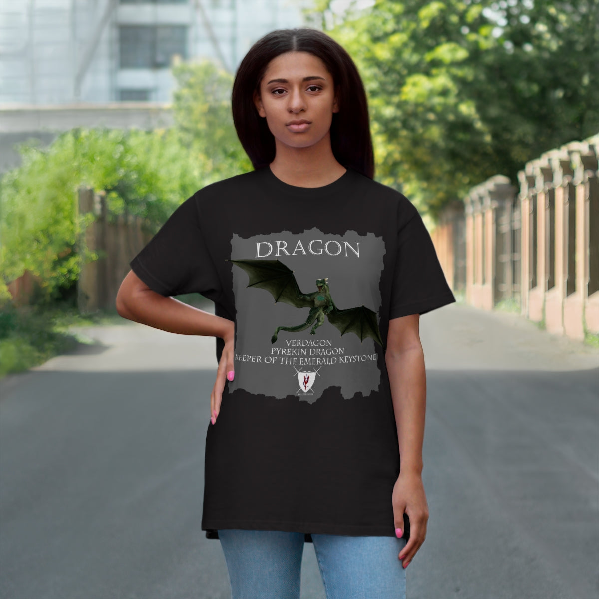 Men's Jersey T-shirt - Dragon Verdagon & Katja and Verdagon Among the Fireflies