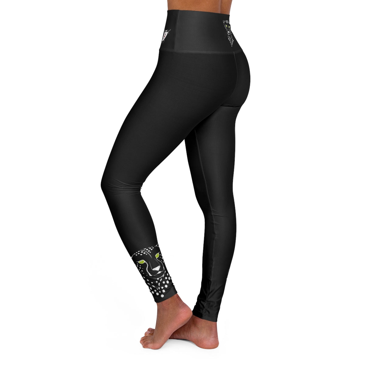 High Waisted Yoga Leggings - Cheetah Inverted
