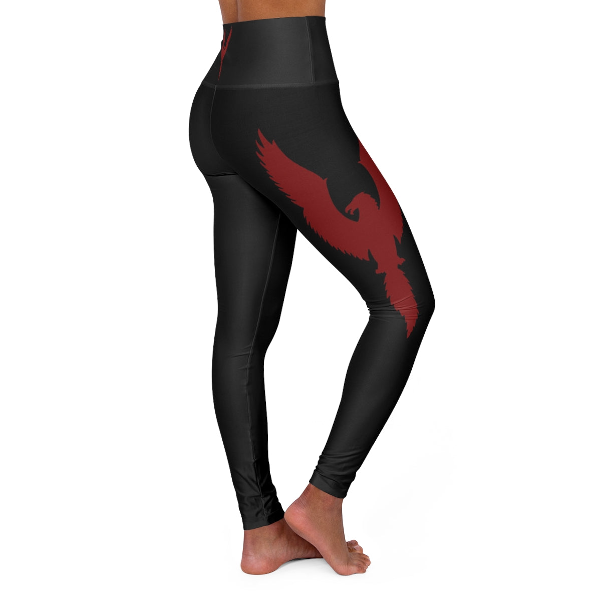 High Waisted Yoga Leggings - Red Phoenix
