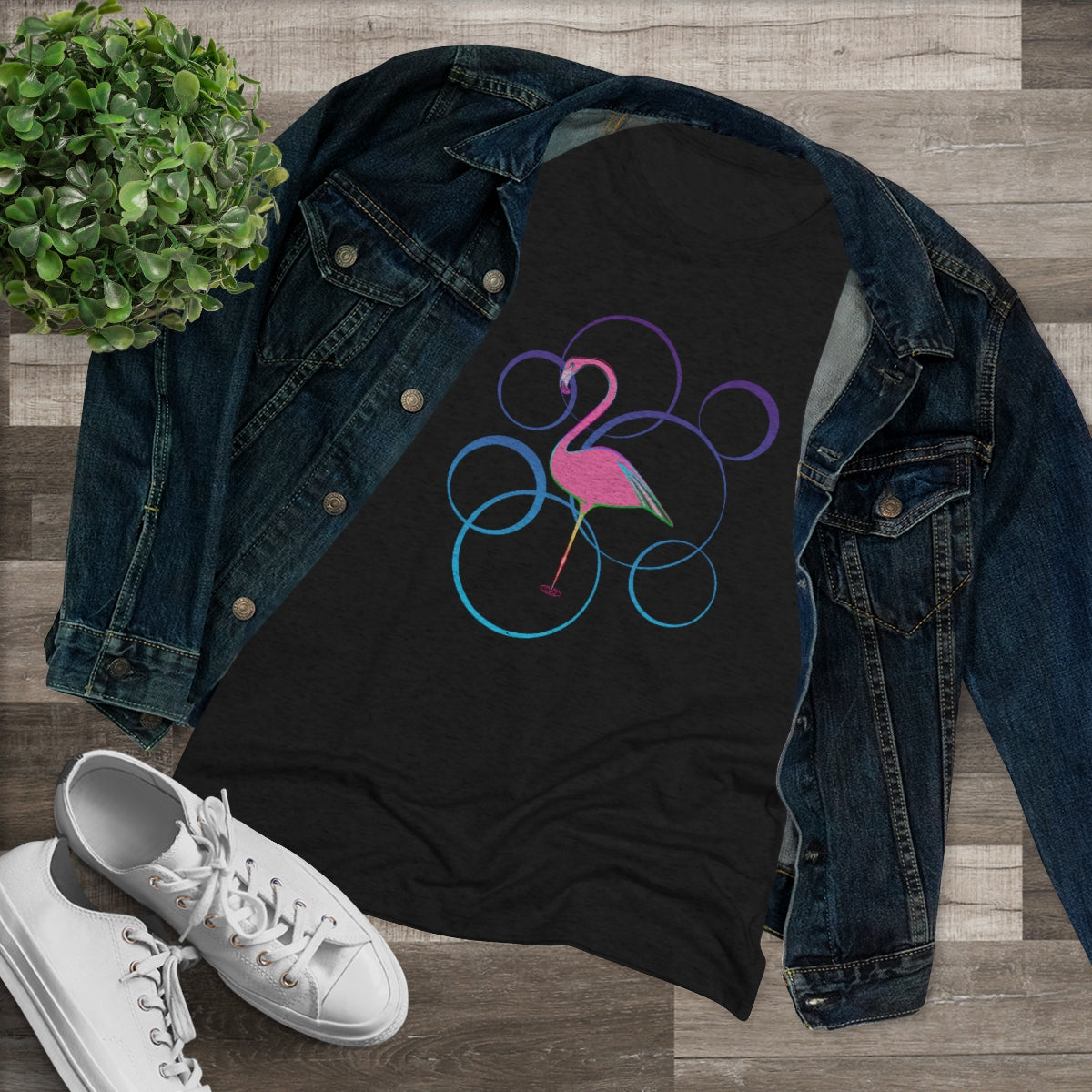 Women's Triblend Tee - Flamingo Bubbles
