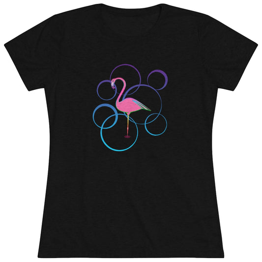 Women's Triblend Tee - Flamingo Bubbles