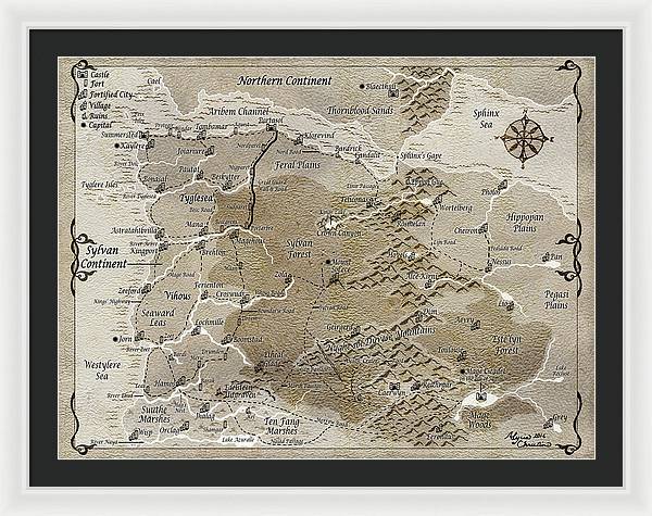 Third Age Sylvan Continent Map - Framed Print
