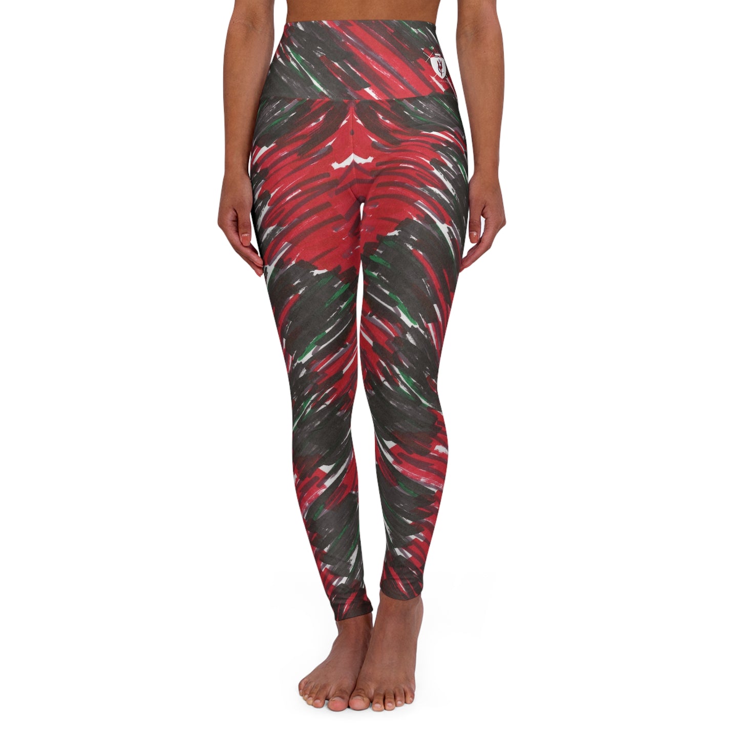 High Waisted Yoga Leggings - Buffalo Plaid Scribble