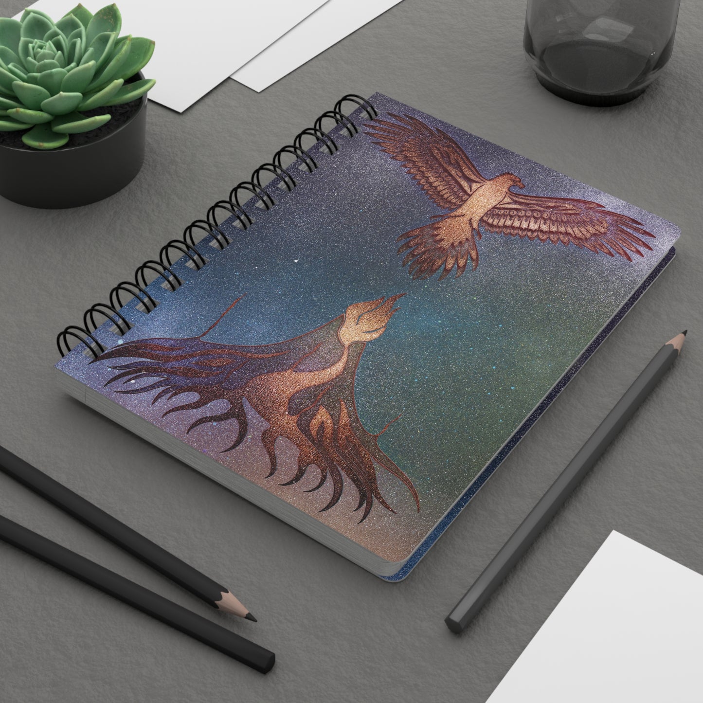 Spiral Bound Notebook - Aurora Phoenix Rising From The Inferno