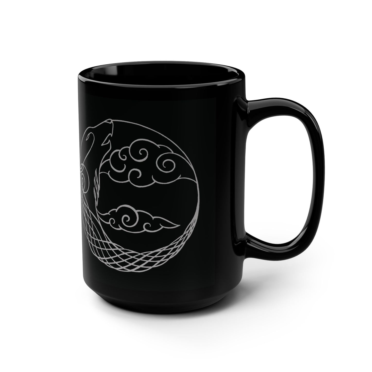"Crouching Werewolf Felan" and "Bardrick Clan Crest" 15 oz. Mug
