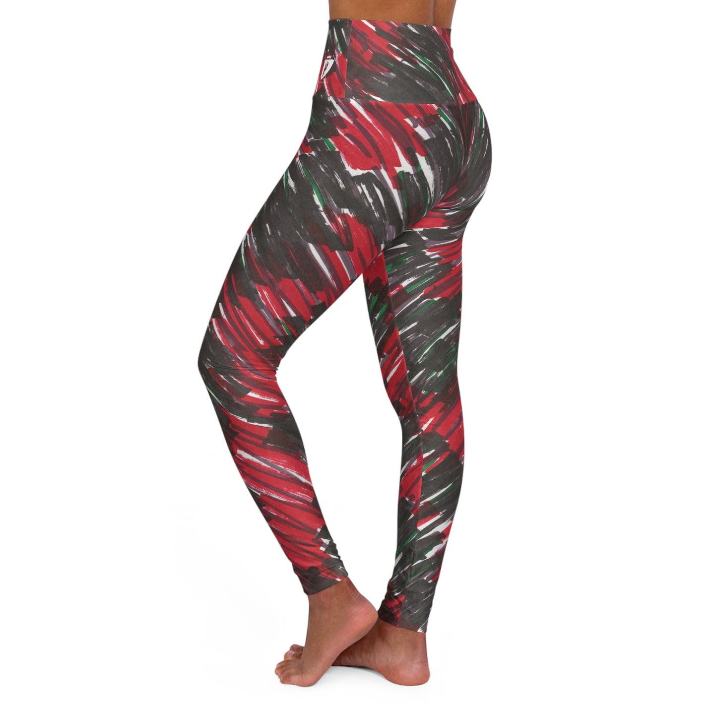 High Waisted Yoga Leggings - Buffalo Plaid Scribble