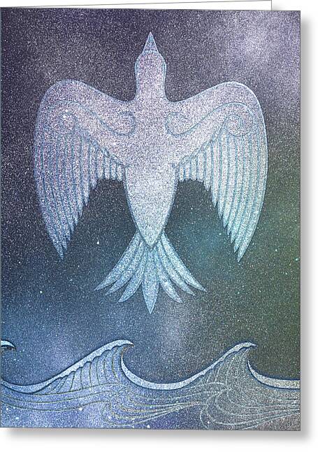 Aurora Dove Over The Waters - Greeting Card