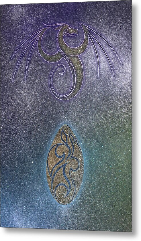 Aurora Dragon and Fireleaf Egg - Metal Print