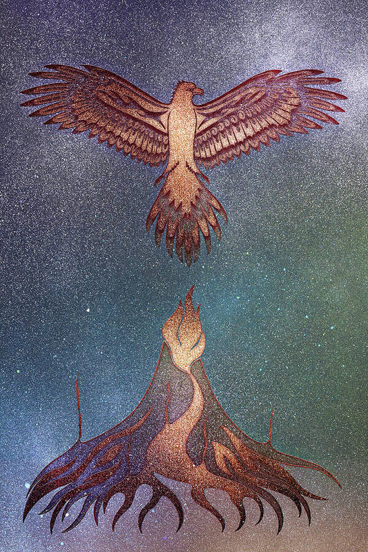Aurora Phoenix Rising From The Inferno - Art Print