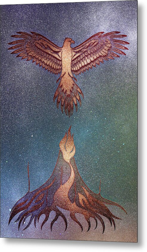 Aurora Phoenix Rising From The Inferno - Metal Print