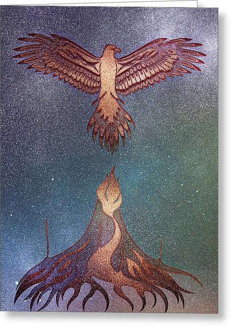 Aurora Phoenix Rising From The Inferno - Greeting Card