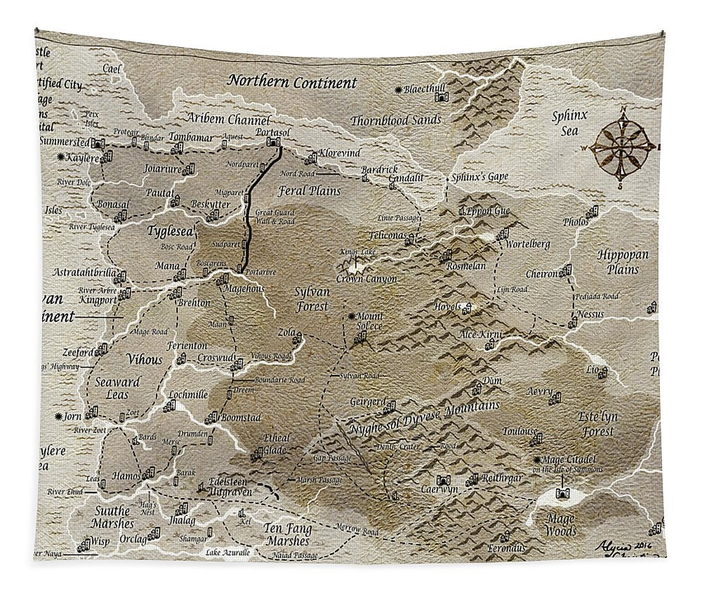 Third Age Sylvan Continent Map - Tapestry