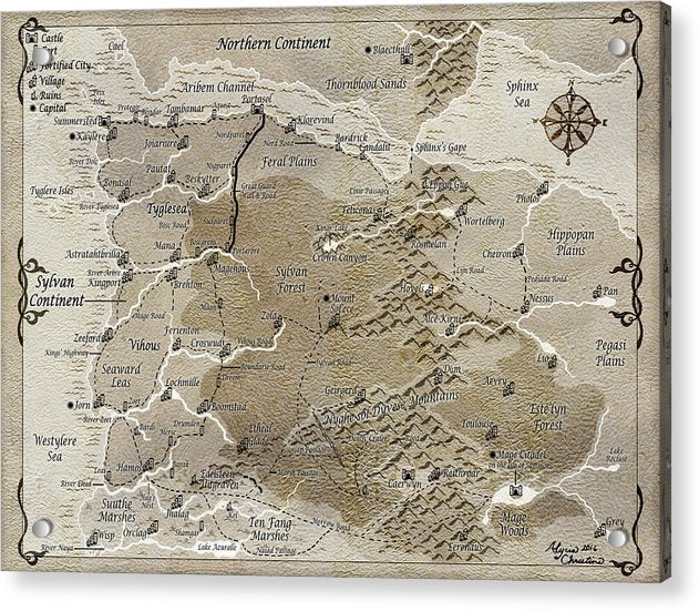 Third Age Sylvan Continent Map - Acrylic Print