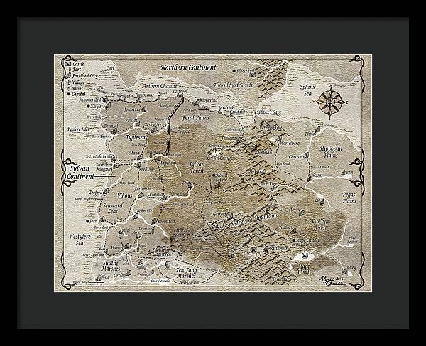Third Age Sylvan Continent Map - Framed Print