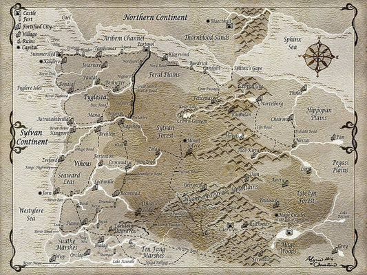 Third Age Sylvan Continent Map - Art Print