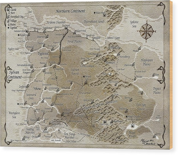 Third Age Sylvan Continent Map - Wood Print