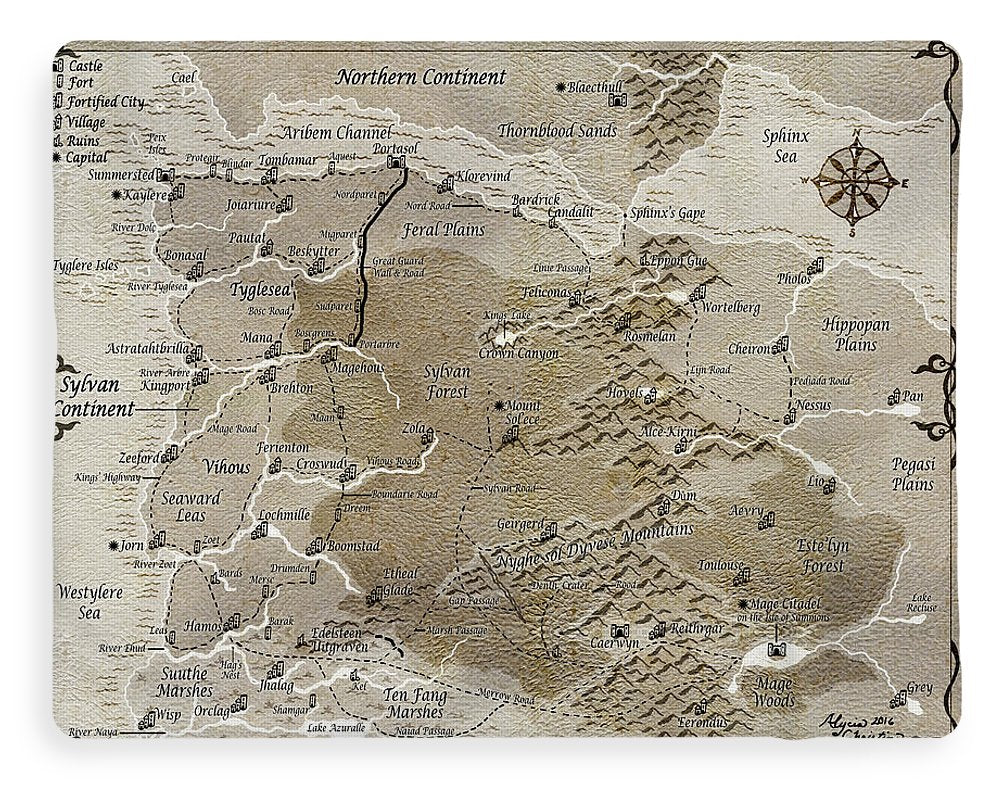 Third Age Sylvan Continent Map - Blanket